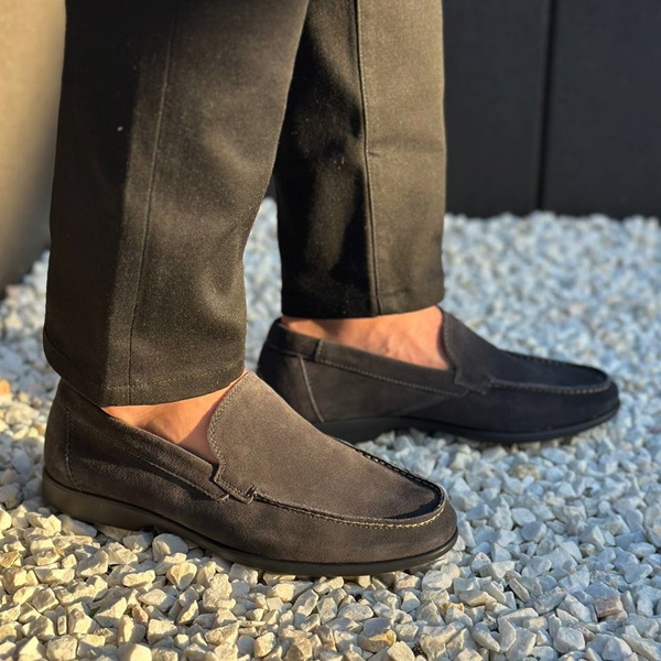 Popielate mokasyny męskie RANDOLF