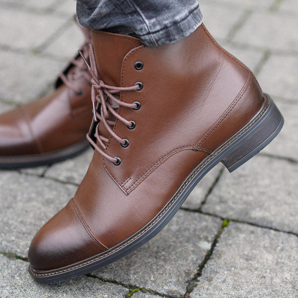 Brązowe trzewiki męskie SAUL