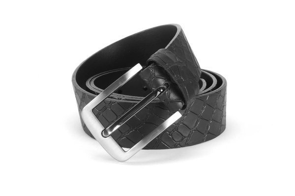 Skórzany czarny pasek męski egzotyczny