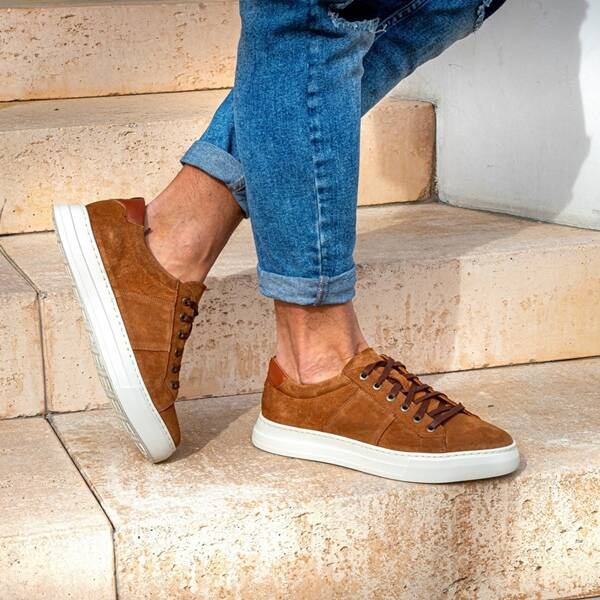 Brązowe sneakersy męskie LIAN